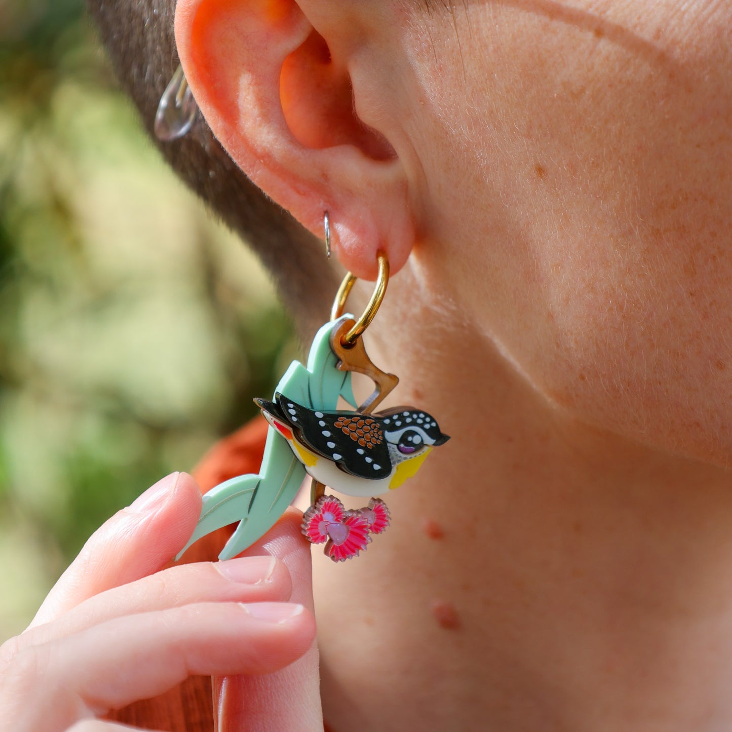 NEW: Spotted Pardalote - Handmade Acrylic Bird Earrings