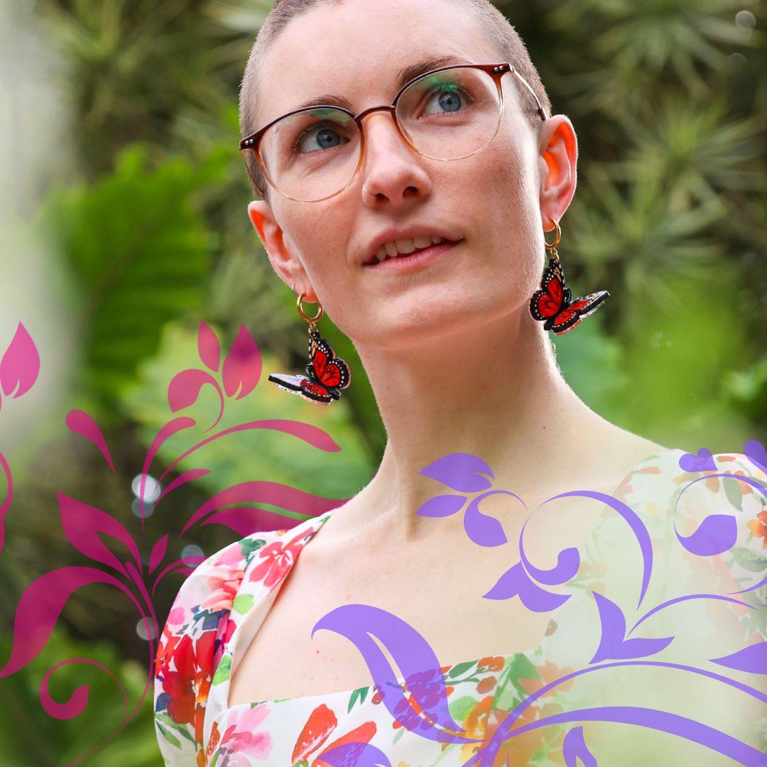 The Monarch - 3D Butterfly Hoop Earrings - Handmade Acrylic Jewellery