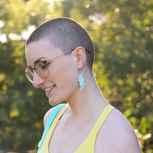 BINKABU Funky Feathers - Mint handmade acrylic bird earrings