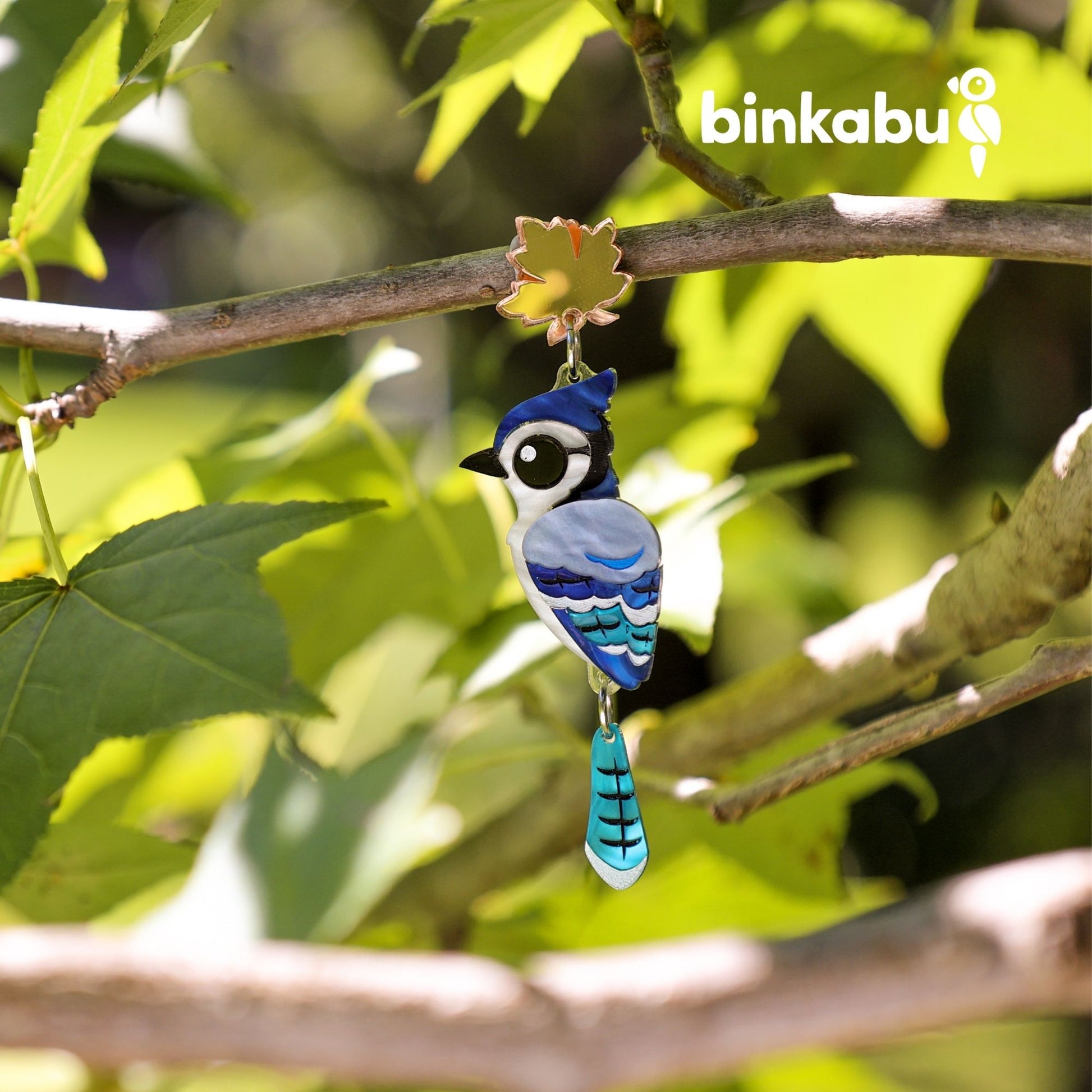 BINKABU Blue Jay Handmade Statement Bird Earrings