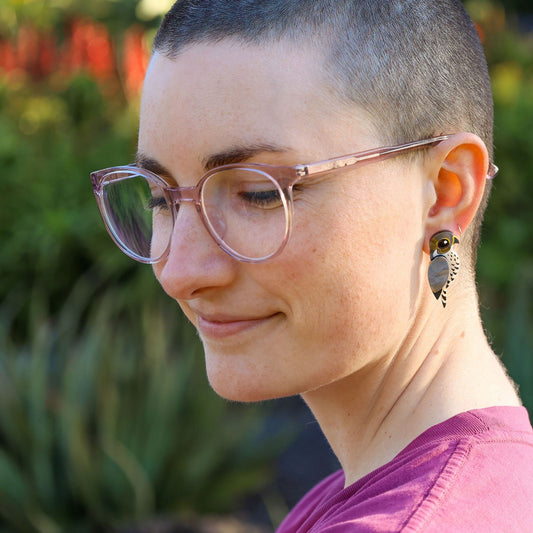 BINKABU Peregrine Falcon Studs handmade acrylic bird earrings