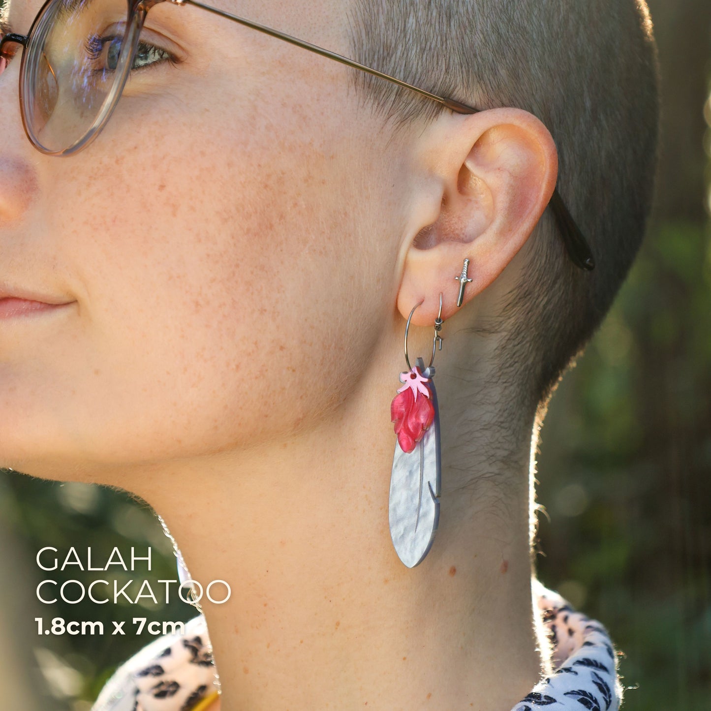 BINKABU Foraged Feathers - Galah Cockatoo handmade acrylic bird earrings