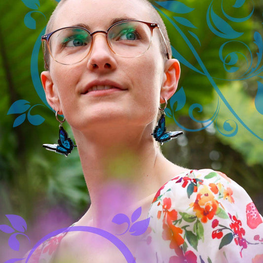 The Ulysses - 3D Butterfly Hoop Earrings - Handmade Acrylic Jewellery