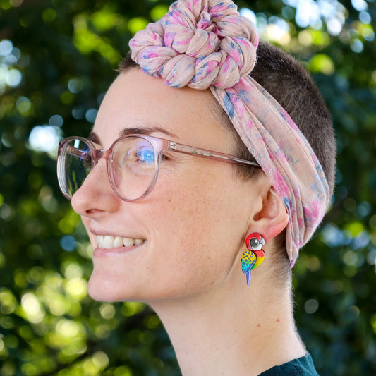 BINKABU Eastern Rosella Studs handmade acrylic bird earrings