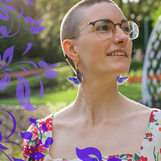 The Lesser Purple Emperor - 3D Butterfly Hoop Earrings - Handmade Acrylic Jewellery