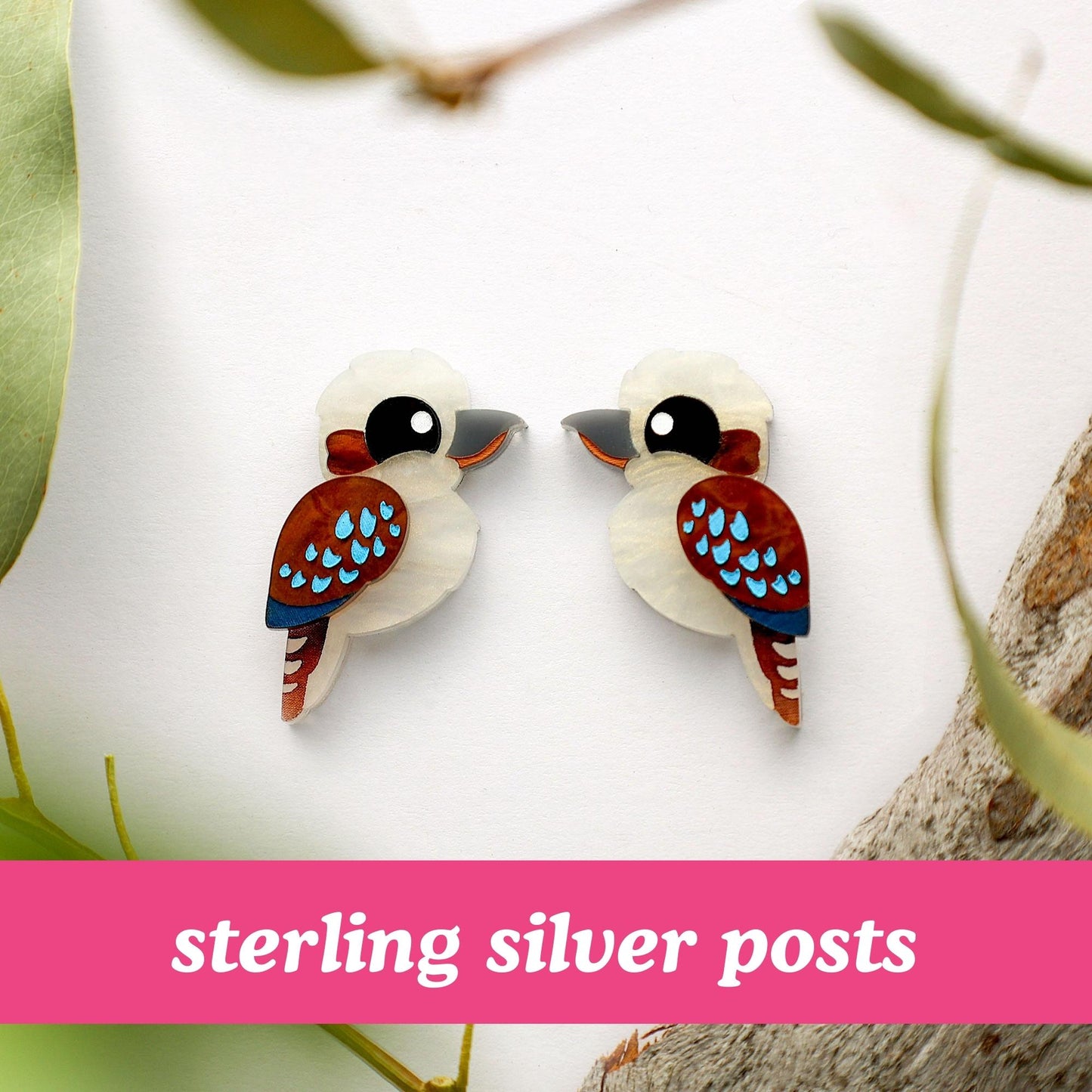 Kookaburra Studs - Statement Bird Earrings