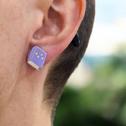 DISCONTINUED - Mini Lavender Romance Book Studs - Acrylic Earrings