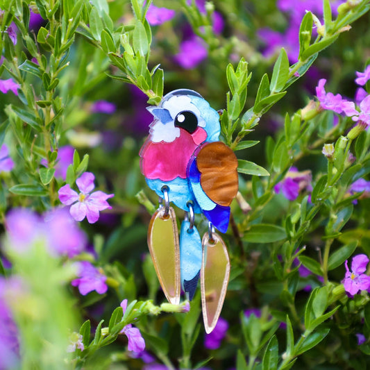BINKABU Lilac-Breasted Roller handmade acrylic bird earrings