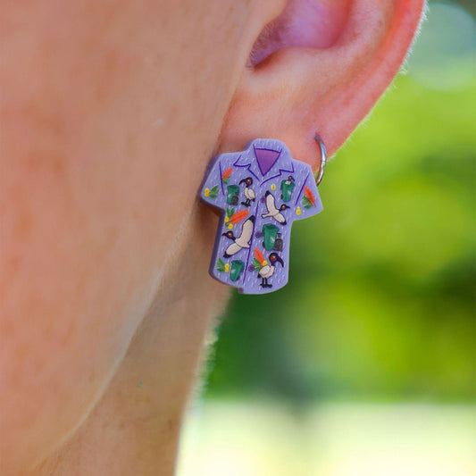 Bird Shirt Stud Earrings - The Bin Chicken Print - 2026 Birthday Collection