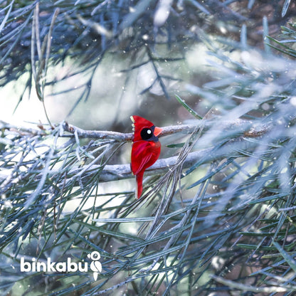 BINKABU - Northern Red Cardinal Stud Earrings - North American Songbirds