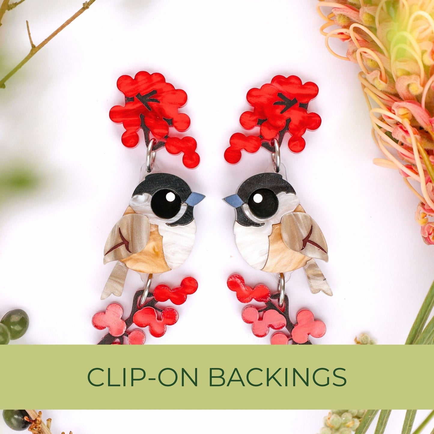 Black-Capped Chickadee Dangles - North American Bird Earrings