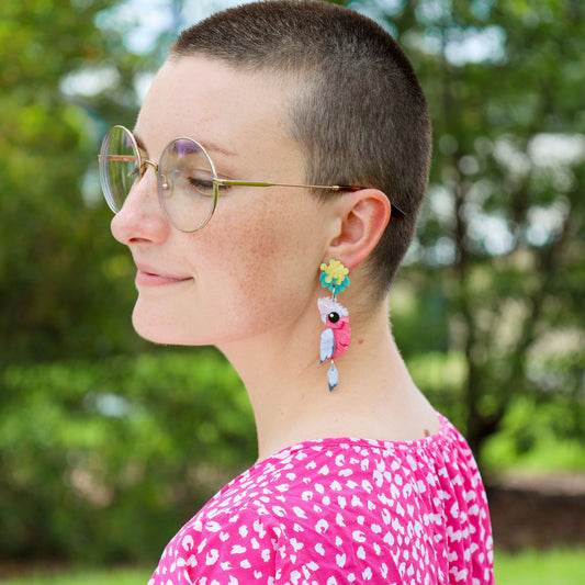 BINKABU Galah handmade acrylic bird earrings