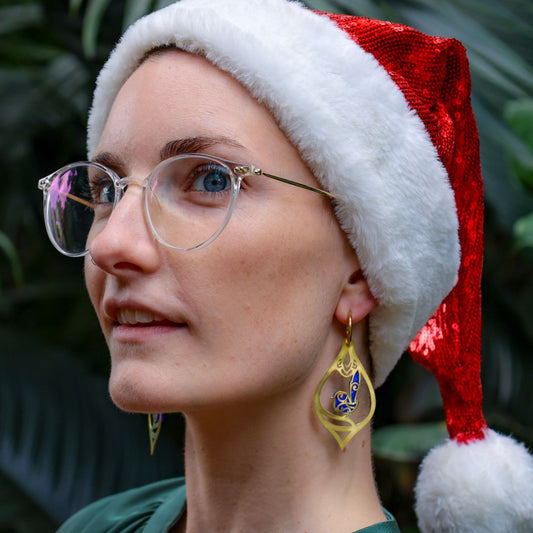 LIMITED EDITION: Golden Teardrop Fairywren Hoop Earrings - 2025 Christmas Collection