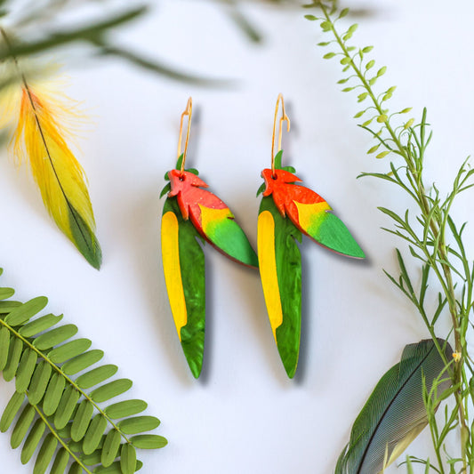 BINKABU Foraged Feathers - Rainbow Lorikeet handmade acrylic bird earrings