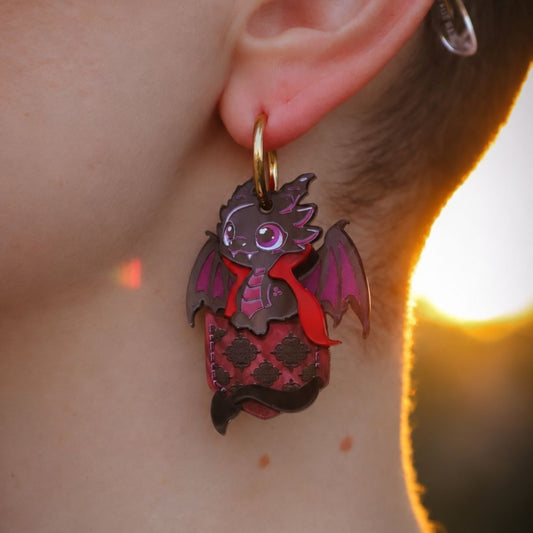 LIMITED EDITION - 'The Dragon in Dracula's Pocket' Hoops - Acrylic Halloween Earrings
