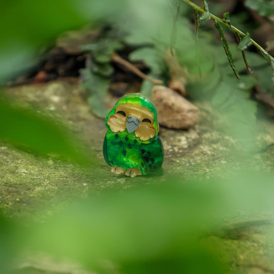 BINKABU Kākāpō Stud handmade acrylic bird earrings