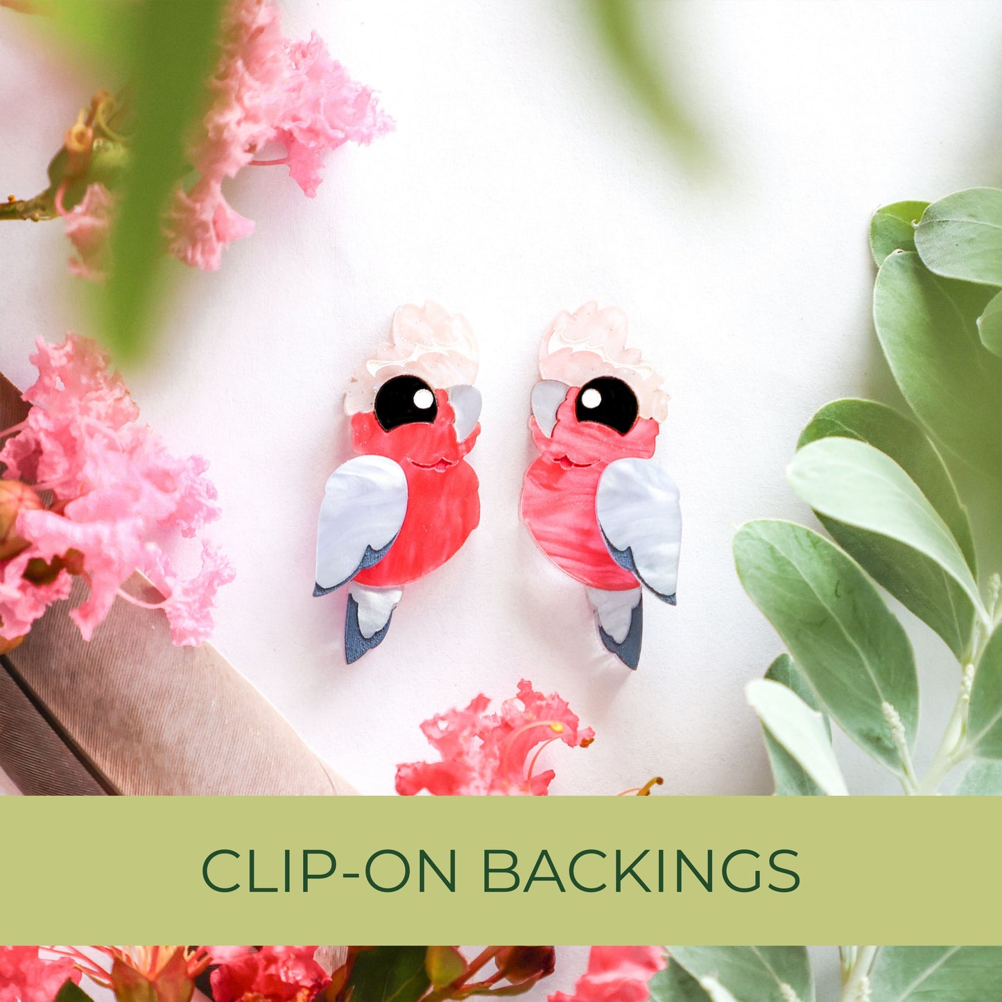 BINKABU Galah handmade acrylic bird earrings