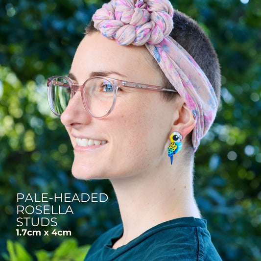 BINKABU Pale-Headed Rosella handmade acrylic bird earrings