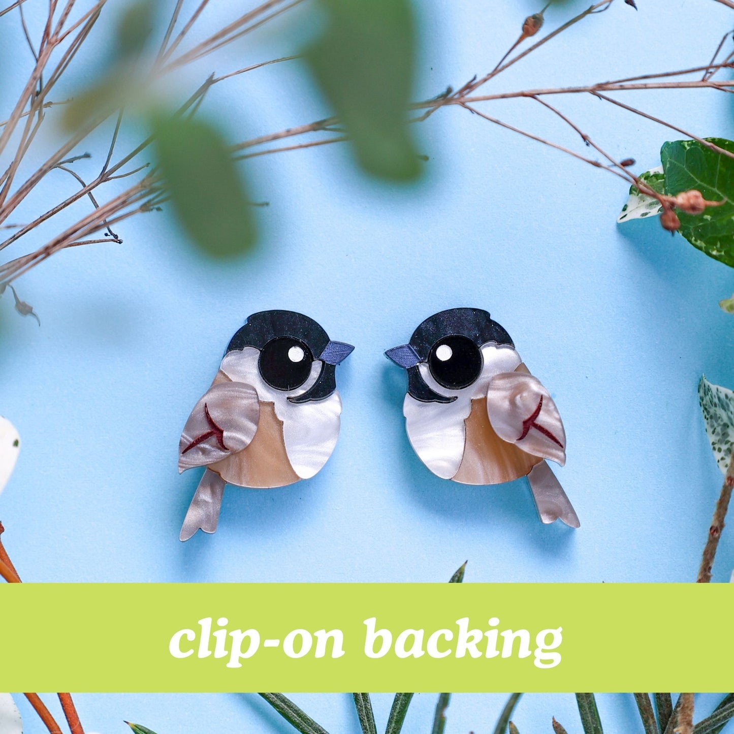 BINKABU - Black-capped Chickadee Stud Earrings - North American Songbirds