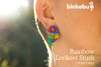 Rainbow Lorikeet Studs - Statement Bird Earrings
