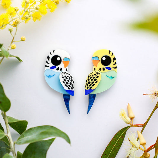 MISMATCHED Budgie Studs - Statement Acrylic Bird Earrings
