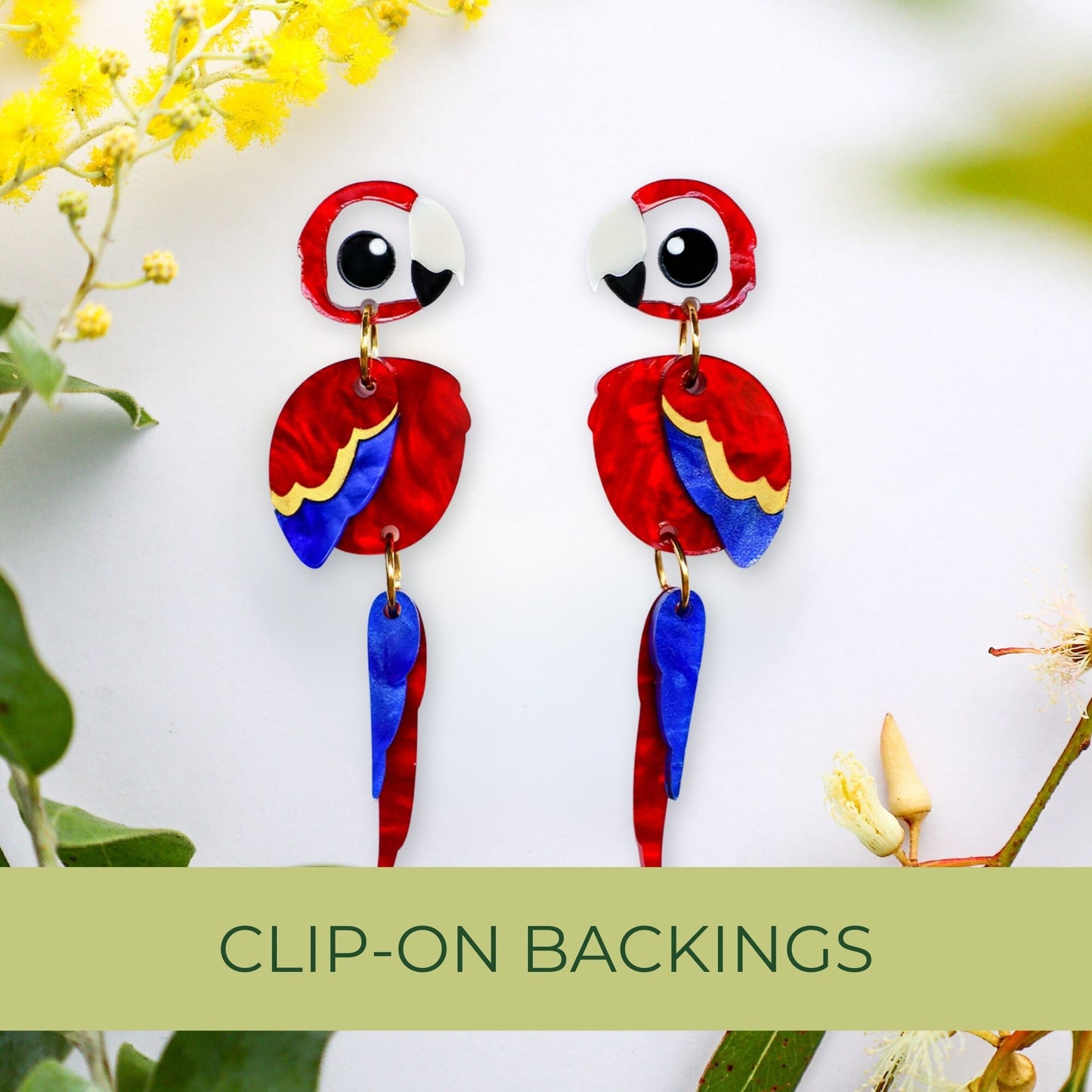 Scarlet Macaw Earrings - Statement Bird Earrings