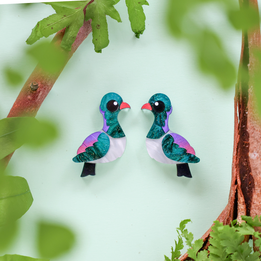 Kererū Stud Earrings - New Zealand Birds