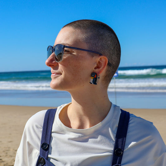 BINKABU Emperor Penguin Studs handmade acrylic bird earrings