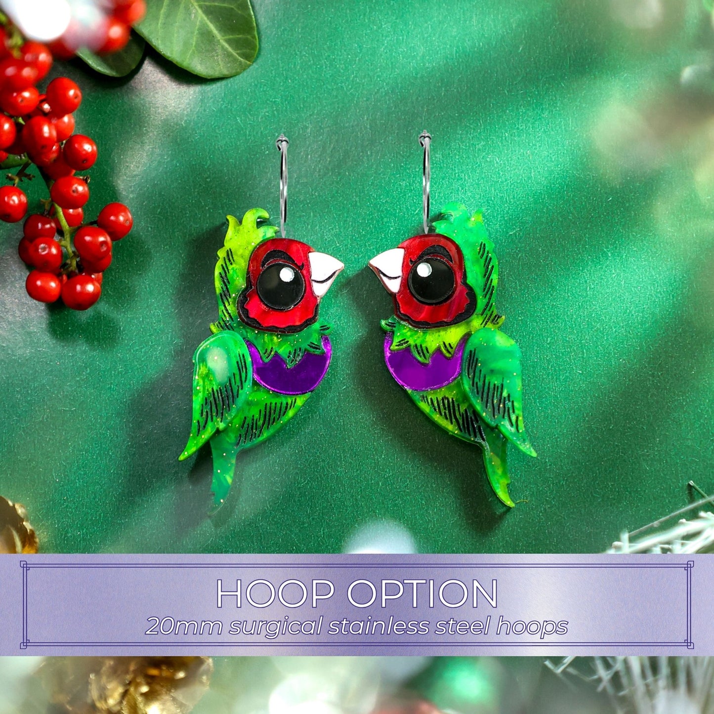 Gouldian Grinch - Stud Earrings