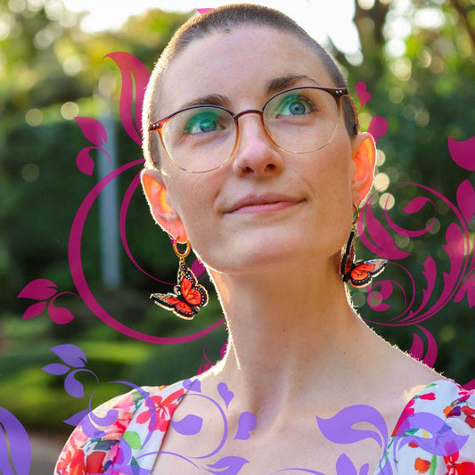 The Monarch - 3D Butterfly Hoop Earrings - Handmade Acrylic Jewellery