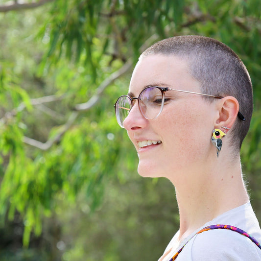 BINKABU Grey Cockatoo handmade acrylic bird earrings