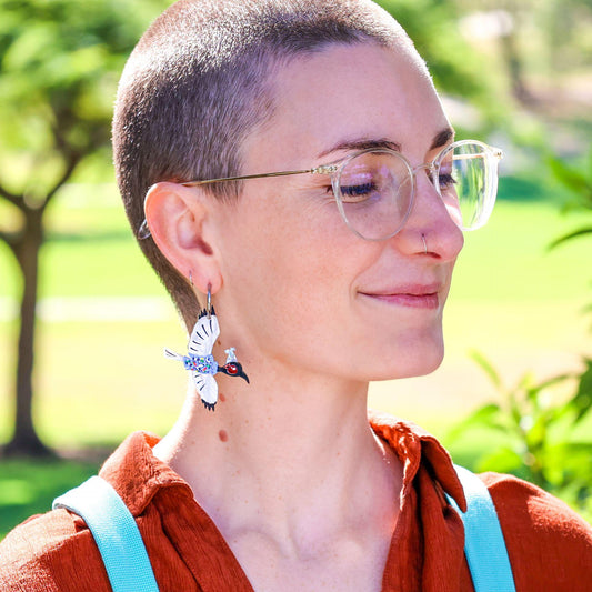 Birds in Bird Shirts - Australian White Ibis Earrings - 2026 Birthday Collection