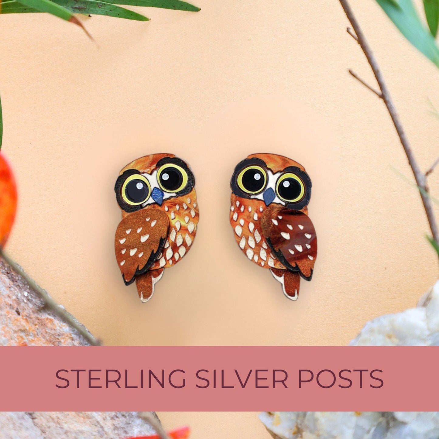 Boobook/Morepork Owl Studs - Statement Bird Earrings