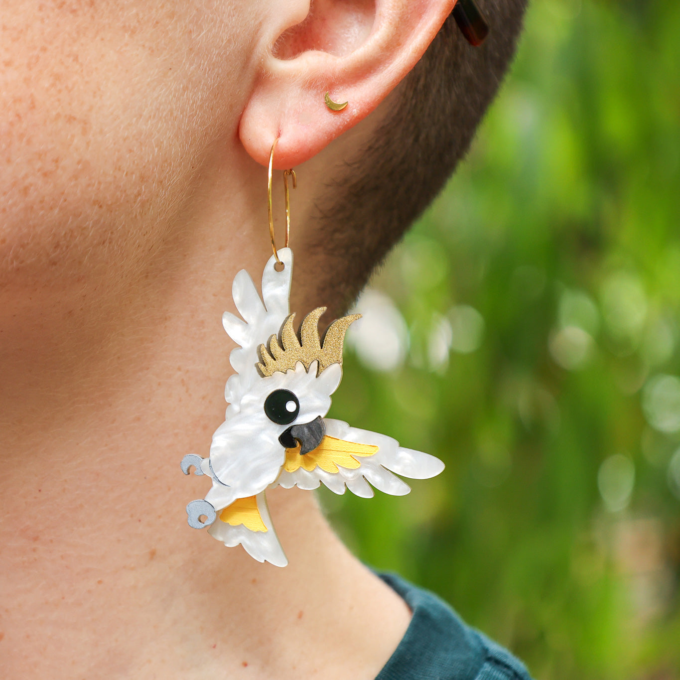 Sulphur-Crested Cockatoo Hoops - Statement Bird Earrings