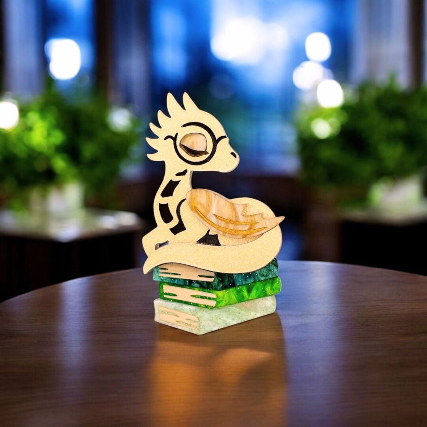 Sleepy Book Dragon Brooch - Handmade Fantasy Jewellery