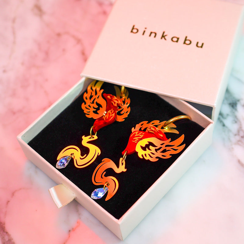 FINAL SALE: The Phoenix - 2025 Fire Elemental - Acrylic and Metal Earrings