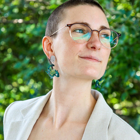 SPICE & DRAGONS - 3D 'Galaxa' Dangles - Handmade Acrylic Dragon Earrings