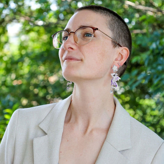 SPICE & DRAGONS - 3D ‘Luna' Star Dragon - Handmade Acrylic Dangle Earrings