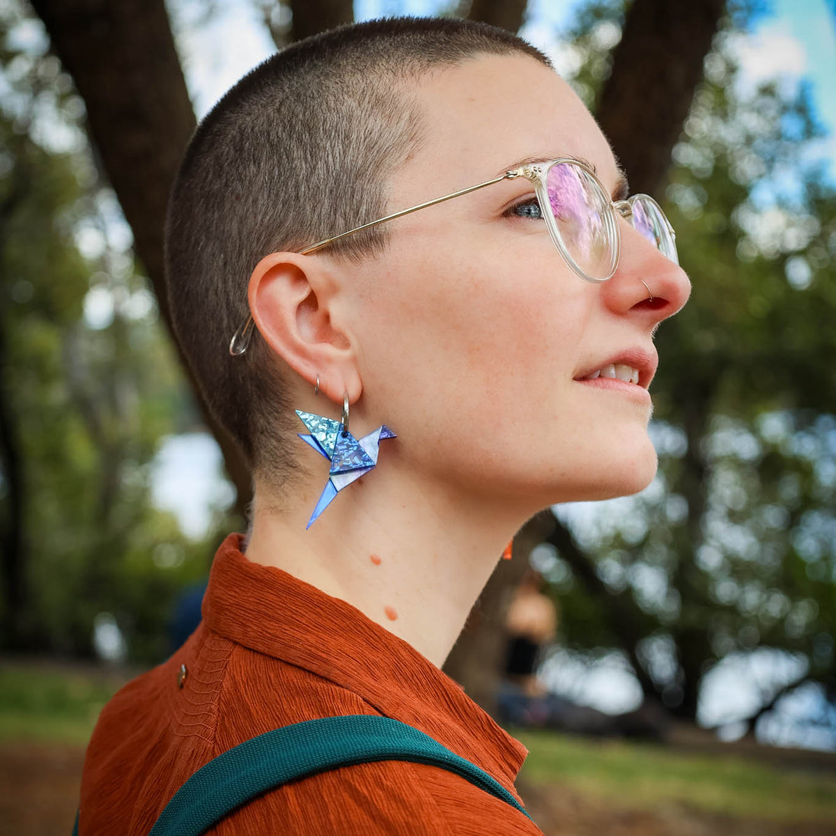 Origami-Inspired Flying Bird Hoop Earrings - Handmade Bird Earrings