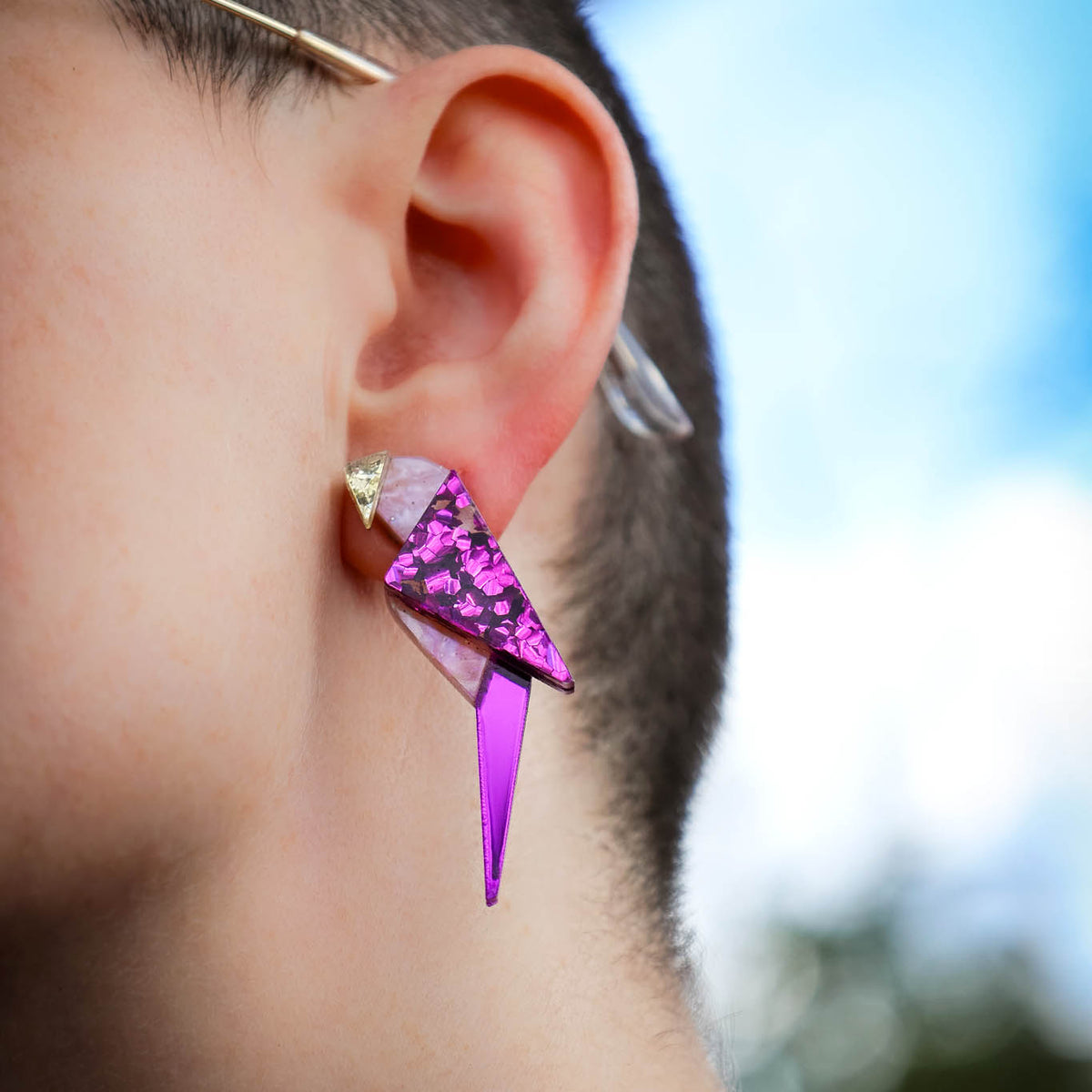 Origami-Inspired Perched Parrot Stud Earrings - Handmade Bird Earrings