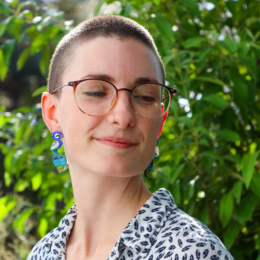 Peacock Studs - Statement Bird Earrings