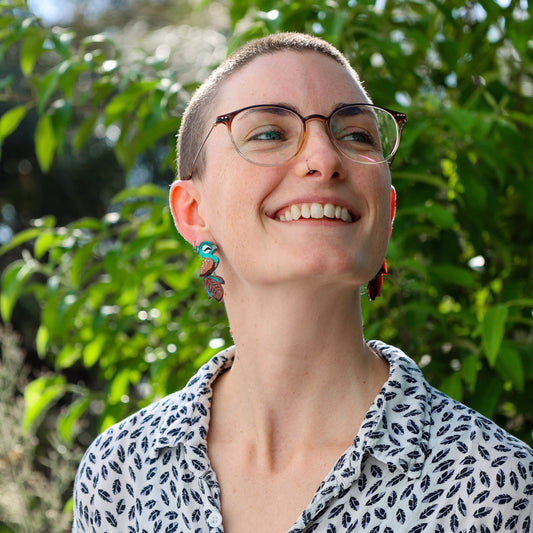 Peahen Studs - Statement Bird Earrings