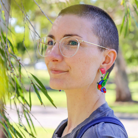 Rainbow_Lorikeet_Handmade_Earrings_UV BINKABU