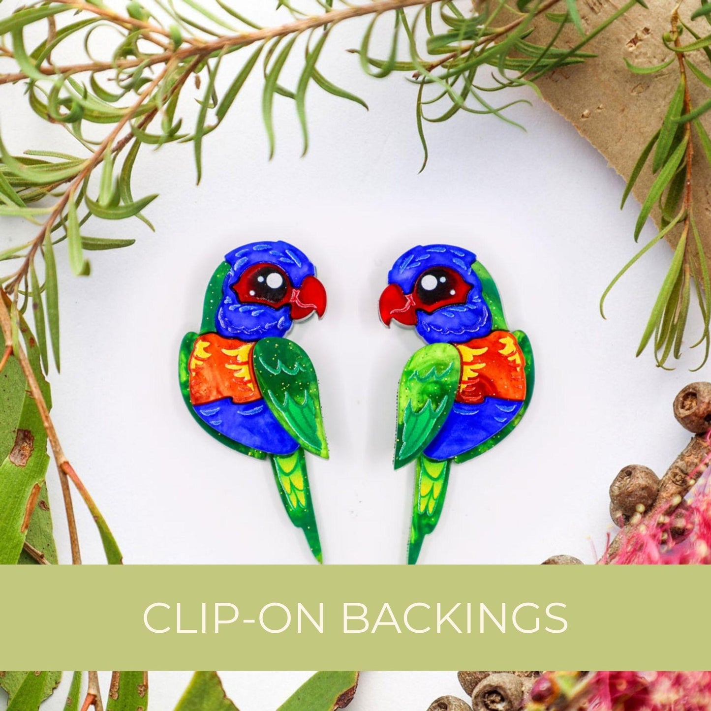 Rainbow_Lorikeet_Handmade_Earrings_UV_BINKABU