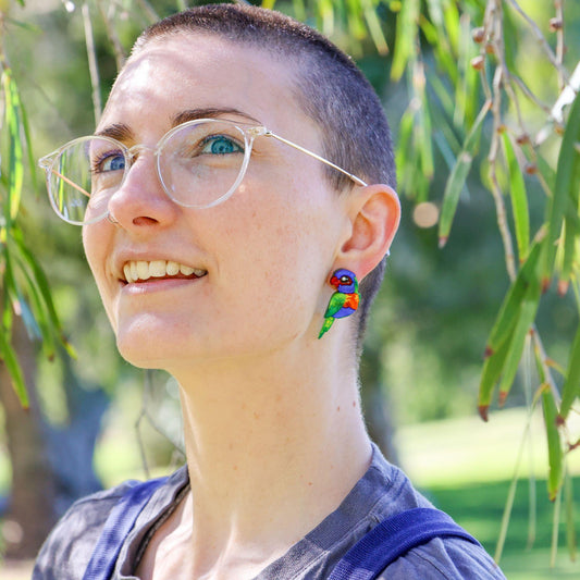 Rainbow_Lorikeet_Handmade_Earrings_UV BINKABU
