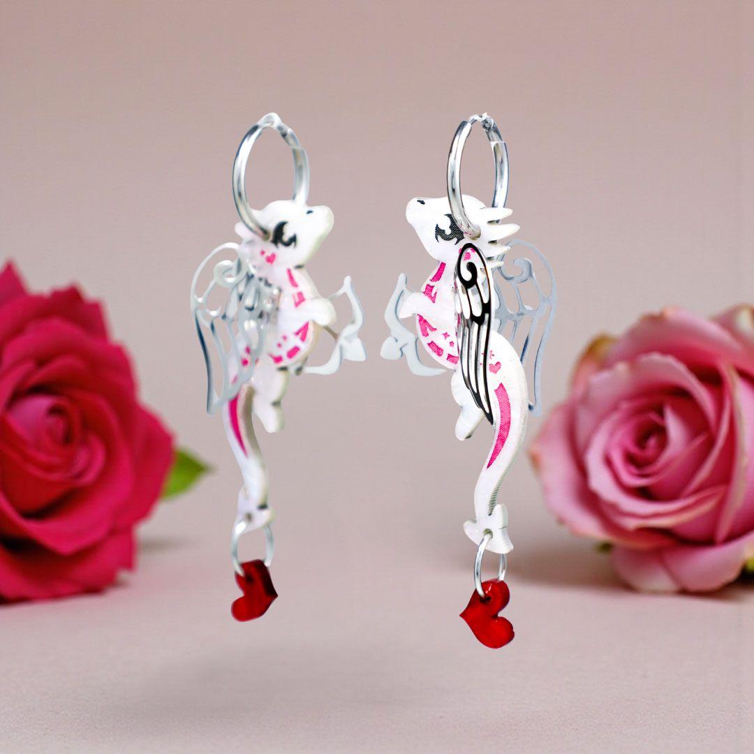 Cupid Dragon Earrings - Polished Stainless Steel - Signature Hybrid Edition