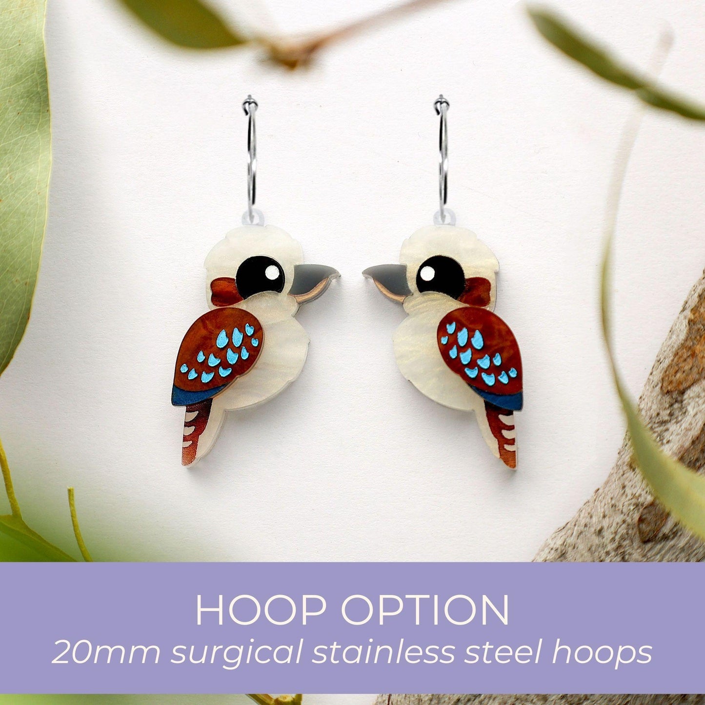 Kookaburra Studs - Statement Bird Earrings