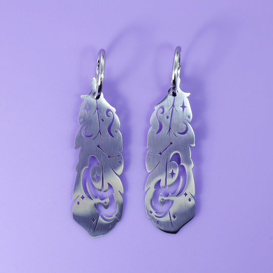 LIMITED EDITION: Mystic Owl Feather Earrings- 2025 Halloween Collection