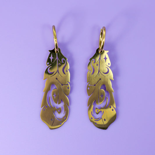 LIMITED EDITION: Mystic Owl Feather Earrings- 2025 Halloween Collection