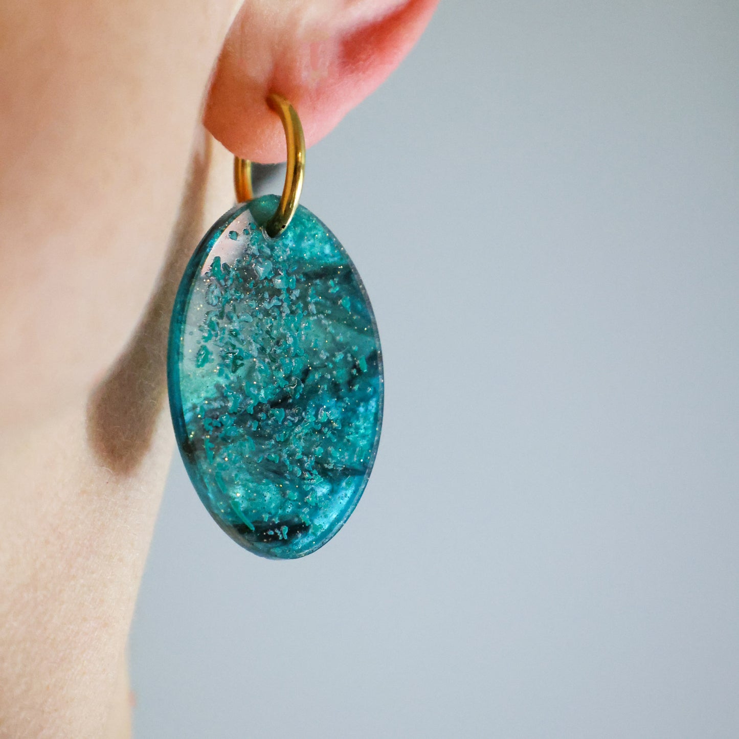 Emu Egg Hoop Earrings - Mini Bird Egg Series